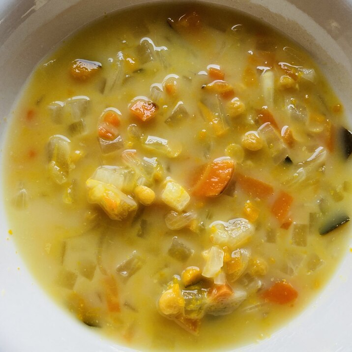 かぼちゃと豆の野菜スープ